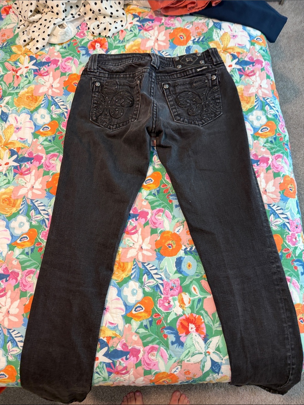Miss Me Black Skinny Jeans with Embroidered Back Pockets
